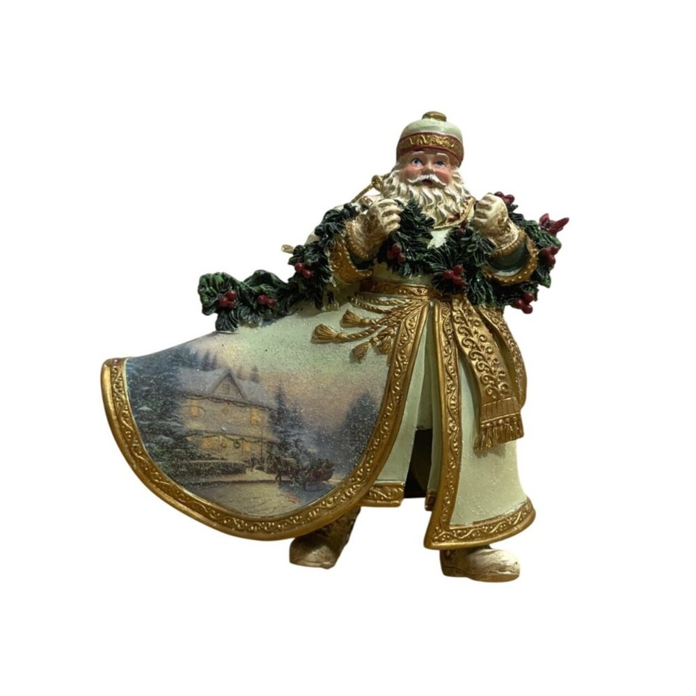 Ashton Drake Thomas Kinkade Bringing Home the Tree Santa Ornament Old World COA